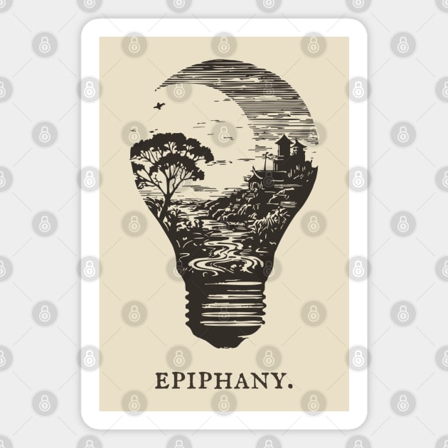 World in a Lightbulb Creative Epiphany Illustration Magnet by TuncGK